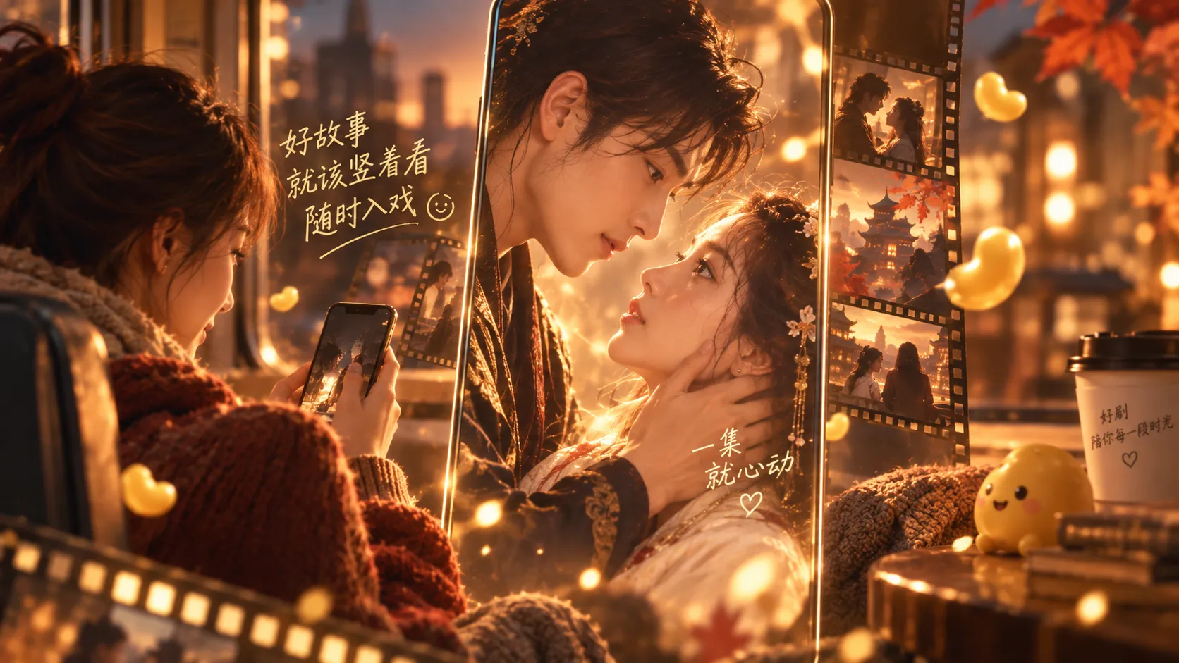 竖屏手机观看短剧的主题画面